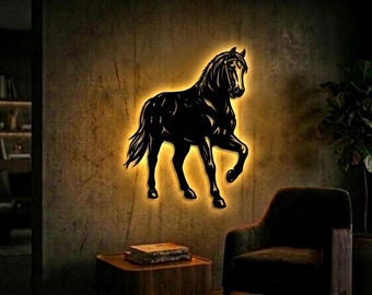 Majestic Horse SVG DXF | Stallion Silhouette Wall Art | Equestrian Laser Cut File CNC Design