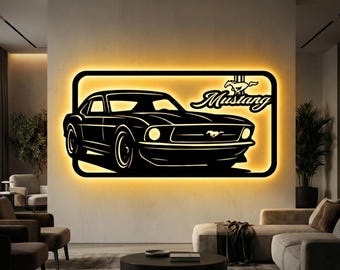 Sylwetka Forda Mustanga DXF - SVG | Klasyczny wektor muscle cara do cięcia laserowego i CNC