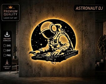 Astronaut DJ Wall Art Dxf Svg | Space DJ Silhouette | Laser Cut CNC Metal Decor