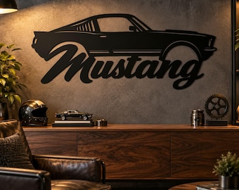 Classic Mustang SVG DXF, Muscle Car Wall Art, Vintage Car Laser Cut File, Garage Decor, CNC Metal Sign Design