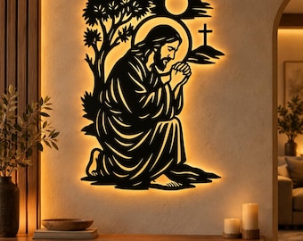 Jesus Prayer Wall Art, Christian Wall Decor, Jesus Laser Cut Design, Religious SVG DXF, Christian Home Decor, Faith Wall Art