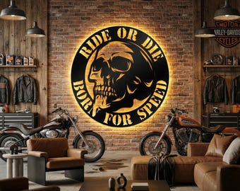 Ride or Die Skull SVG | Biker Wall Art, Laser Cut DXF (Digital Download)