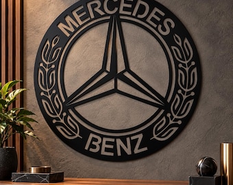 Arte de parede com o logotipo da Mercedes | Arquivo de corte DXF SVG Png para decoração de garagem de carros de luxo
