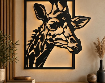 Giraffe Wall Art SVG DXF, Giraffe Laser Cut File, Animal CNC Template, Giraffe Stencil, Wildlife Cut Design