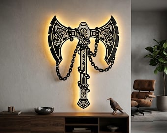 Viking Battle Axe SVG Bundle | Nordic Runic Wall Art, CNC Laser Cut Dxf File