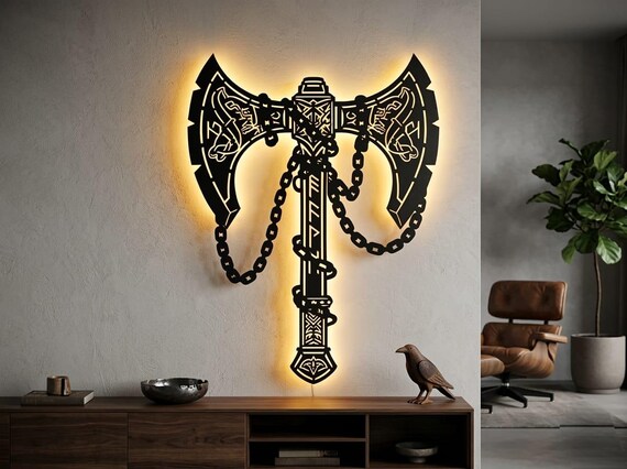 Viking Battle Axe SVG Bundle | Nordic Runic Wall Art, CNC Laser Cut Dxf File