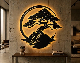 Bonsai Tree SVG DXF | Japanese Zen Wall Art | Laser Cut File | CNC Metal Decor Design