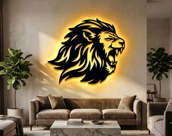 Lion Head SVG DXF | Lion Silhouette Wall Art | Laser Cut CNC Design