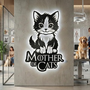 Madre de Gatos SVG DXF / Vector de silueta de gato divertido, arte de pared inspirado en Juego de Tronos