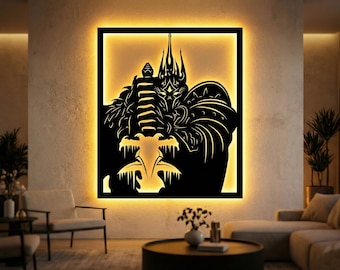 Lich King Inspired DXF SVG | Fantasy Wall Art | Laser Cut Gaming Decor