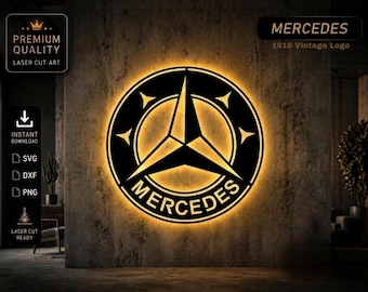 Mercedes 1916 Vintage Logo Svg Dxf | Classic Car CNC Laser Cut Vector | Wall Art