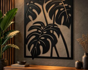 Tropical Monstera SVG DXF, Botanical Laser Cut File, Jungle Leaf Wall Art, CNC Cut Design, Modern Plant Decor