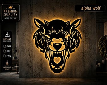 Alpha Wolf SVG DXF Bundle | Tribal Wolf Head Wall Art | Predator Laser Cut File | Wild Beast CNC Design
