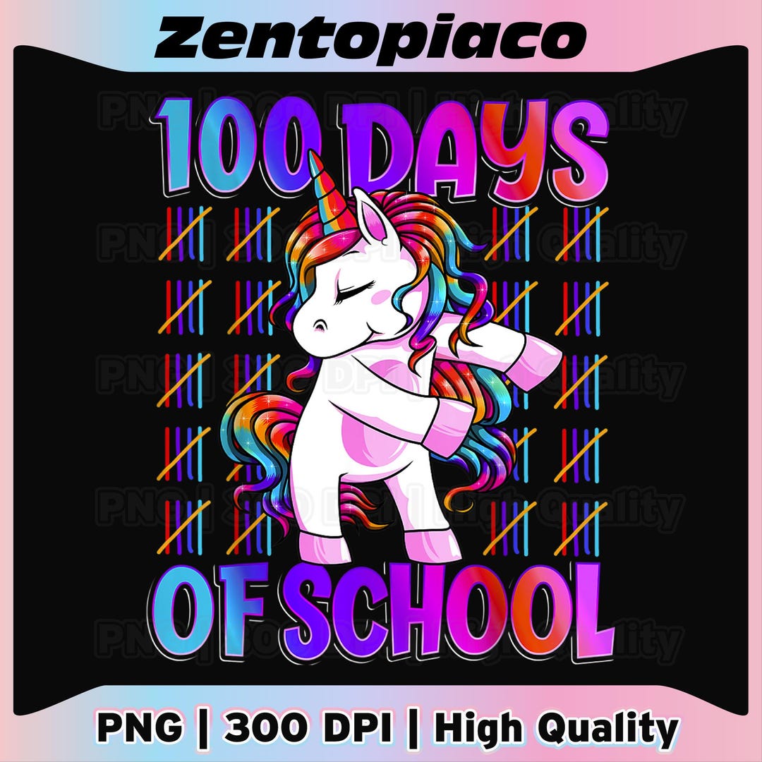 100 Days of School Png Unicorn 100 Days Smarter 100th Day Png, Cute ...
