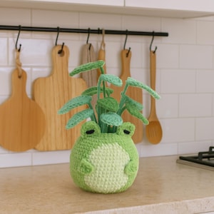 Crochet Green Frog Pot Pattern, Amigurumi Beginner PDF Pattern, Spooky Season Gifts, DIY Home Decor