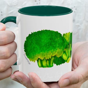 Broccoli Watercolour Mug - Sustainable Housewarming Gift for Her Spring Summer Vegetable Quirky Food Themed Decor Euro