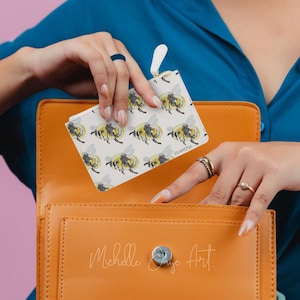 Bumblebee Watercolour Clutch Bag Vegan Leather - Gifts for Her Bees Insects Spring
