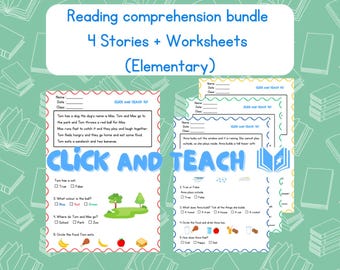 Grade 1 Reading Comprehension Worksheets – Set of 4 | Printable PDF | True/False, Multiple Choice, Short Answer
