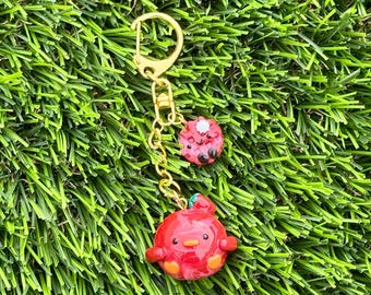 Handmade Strawberry Shortcake Chick Polymer Clay Bag Charm
