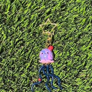Handmade Polymer Clay Jellyfish Charm with Octopus Friends