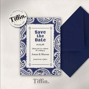 SPICE TROVE : modèle indien réservez des dates | Invitation numérique et imprimable | Imprimés artisanaux Boho Desi | modifiable pour téléchargement immédiat | 003