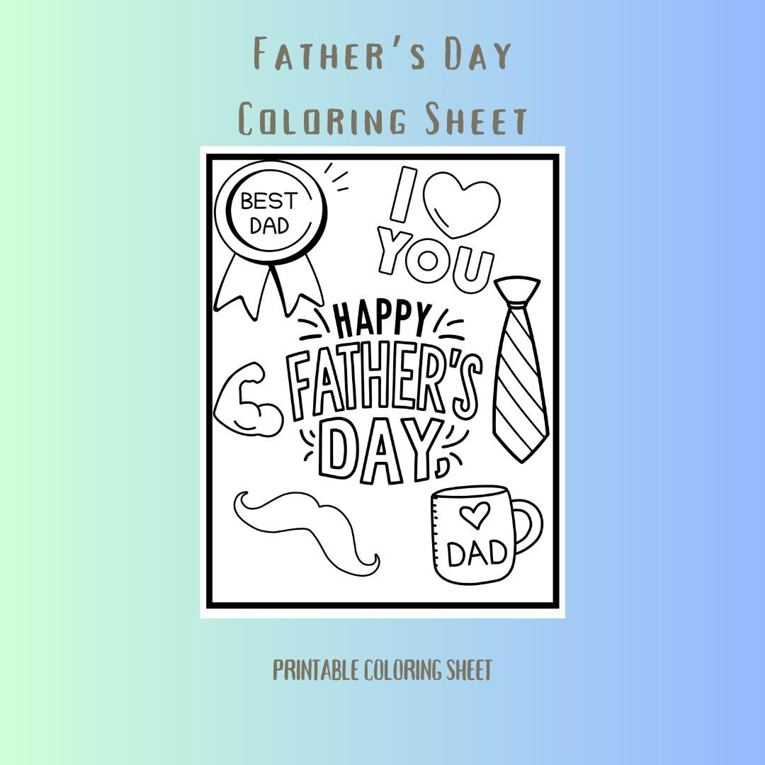 Father's Day Coloring Page, Father's Day Printables, Father's Day ...
