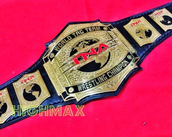 TNA World Tag Team Wrestling Championship-riem 4 mm zinken platen echt leren band met handgereedschap en voering