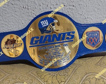 Pasek z hołdem dla New York Giants Championship | Pasek z okazji tytułu Super Bowl NY Giants | Pasek w stylu zapaśniczym dla fanów NFL | Pas sportowy na zamówienie