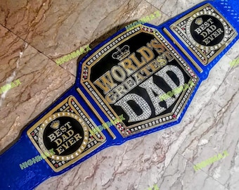 Aangepaste kampioenschapsriem World Greatest Mom, Dad & more met metalen platen Volwassen maat Beste gepersonaliseerde cadeau