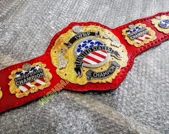 IWGP United States Championship-riem Dikke messing dubbellaagse platen rood echt leren band
