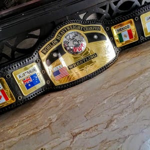 NWA Domed Globe World heavyweight championship Belt Real Leather strap Brass Plates With Gold Plating