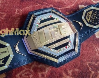 Riem UFC-kampioenschapstitel Dubbellaagse platen vergulde riem echt leren riem