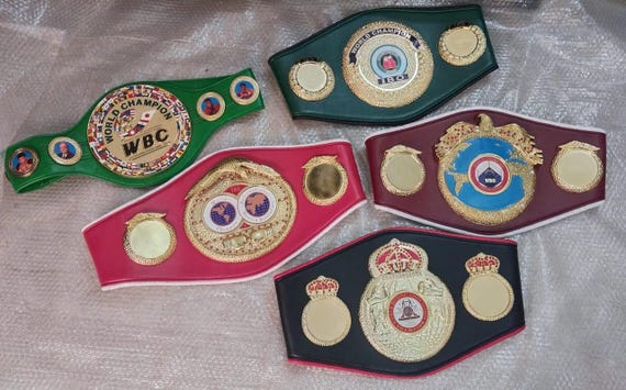 WBC, iBF, iBO, WBO, WBA Boxing Championship Title Belts Set of 5 – Adult Size 3D Replica Collection"