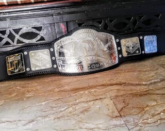 NWA United States ongeverfde kampioenschapsriem Messing platen band van echt leer