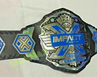 TNA Impact Wrestling X Division Championship-riem volwassen maat echte lederen band Messing plaat Cadeau voor TNA-fans gratis en snelle verzending naar de VS