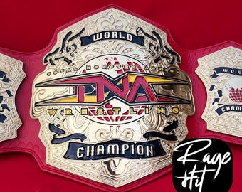 Cintura da wrestling TNA World Heavyweight Champion, spessore 4 mm, placcata in oro, taglia per adulti