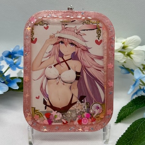 Anime sakura waifu full card shaker keychain
