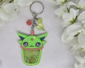 Shiny Espeon boba cup shaker keychain