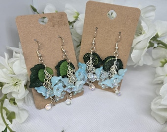 Blue flower earrings