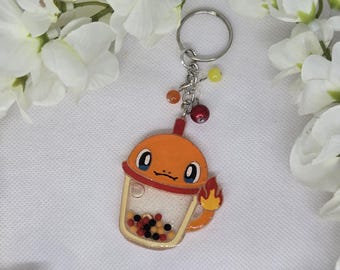 Charmander boba cup shaker keychain
