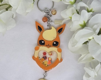 Flareon heart shaker keychain