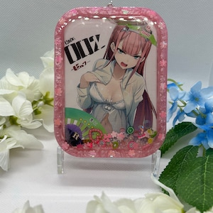 Anime mecha darling waifu full card shaker keychain