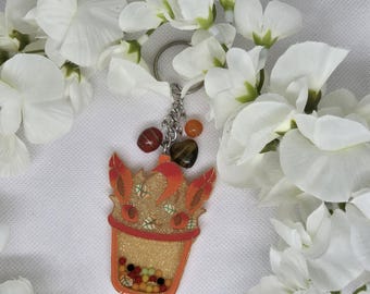 Autumn themed Leafeon boba cup shaker keychain