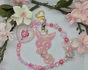Sakura Flareon beaded wristlet charm