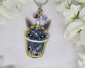 Galaxy themed Jolteon boba cup shaker keychain