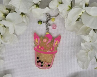 Spring themed Leafeon boba cup shaker keychain