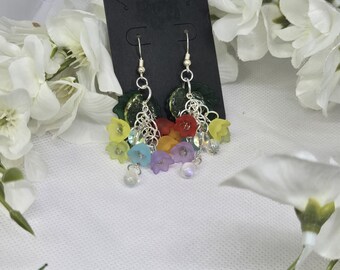 Rainbow flower earrings