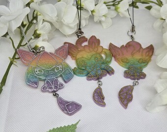 Rainbow popsicle themed eeveelution cell phone charm