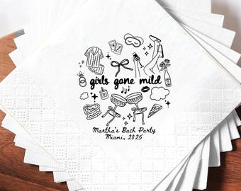 Personalized Girls Gone Mild Napkins, Custom Bachelorette Party Napkins, Sleepover Girls Trip Napkins, Birthday Party Favors