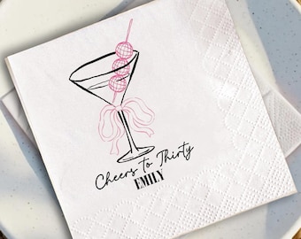 Dirty Thirty Martini Birthday Napkins, Dirty 30 Party Napkins, 30th Birthday Napkins, Personalized Cocktail Napkins, Birthday Party Decor